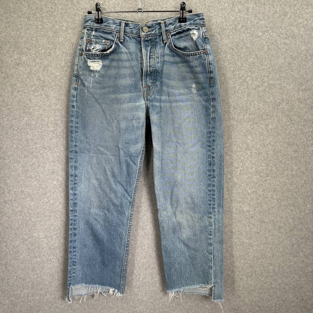 GRLFRND PETITE Helena High-Rise Straight Crop in Psychedelic Shack Button Fly 27 - Picture 2 of 16